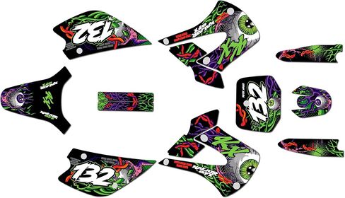 Graphics Kit for Kawasaki KX 100 UFO Restyle (2001-2013) CORE Series White 09 Mil - Dirt Bike Custom Racing Graphics Decals Stickers Kit, no-Plastics in Kuwait