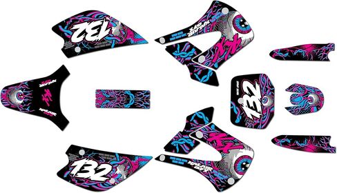 Graphics Kit for Kawasaki KX 100 UFO Restyle (2001-2013) CORE Series White 09 Mil - Dirt Bike Custom Racing Graphics Decals Stickers Kit, no-Plastics in Kuwait