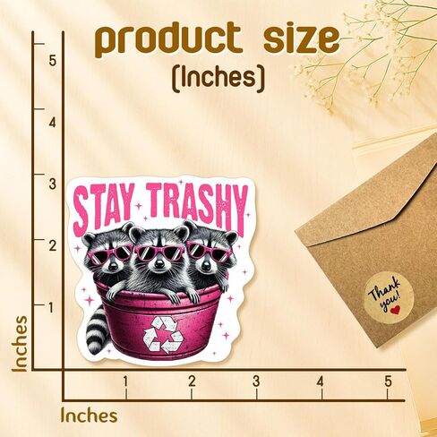 (4 Pcs) Funny Raccoon Sticker – Raccoon Gift, Stay Trashy, Sarcastic Humor Sticker for Laptop, Water Bottle, Phone, Journaling, Hard Hat, Car Bumper in Saudi Arabia