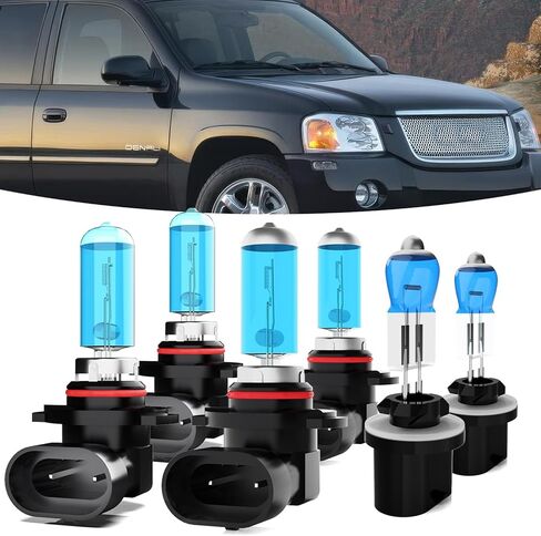 Halogen Headlights Fit For GMC Envoy 2002-2009 Headlight Bulbs,9005/HB3/H10 High Beam+ 9006/HB4 Low Beam+ 880/881/H27 Fog Light Combo,Plug And Play,Pack of 6 (GMC Envoy 2002-2009) in Saudi Arabia