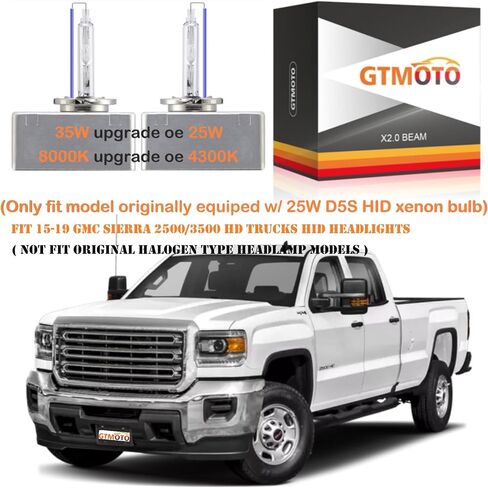 لعام 2016 2017 2018 جي ​​إم سي سييرا 1500 المصابيح الأمامية HID D5S مصابيح زينون، 2019 Limited SLE SLT Base Truck Headlamp GM 13594523، 35W 12V D5SC1 8000K أضواء ثنائية زينون زرقاء وبيضاء باردة، عبوتان in Kuwait