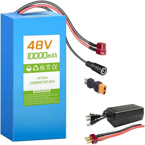 48V 20Ah Lithium-ion Battery Pack, Built-in 30A BMS, T-Plug Ready, with Charger, XT60 Adapter, for 100W-1000W Electric Bikes, Scooters, ATVs, Electric Dirt Bikes and DIY Projects (48V20Ah) in Saudi Arabia