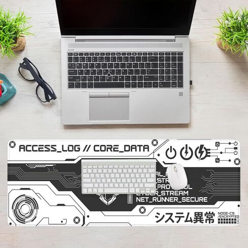Cyberpunk Gaming Mouse Pad Cyber Tech Skull Large Gaming Mouse Mat with Stitched Edges,Non-Slip Waterproof Rubber Base Mous Mat 31.5 x 11.8 Inch Office Computer Keyboard Laptop Home in Saudi Arabia