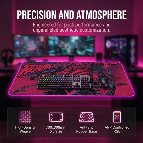 Gaming Led Luminous Mouse Pad, RGB Keyboard Pad, Non-Slip Mouse Pad, Computer Accessories,11.82"x27.58" in Saudi Arabia