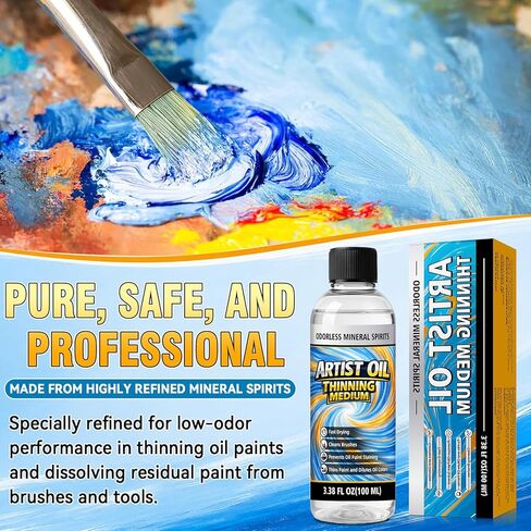 Odorless Mineral Spirits, 100ml Professional Odorless Paint Thinner for Oil Painting, Premium Oil Painting Supplies, Odor-Free Solvent for Artists and Amateurs, Thinning Oil Colors in Saudi Arabia