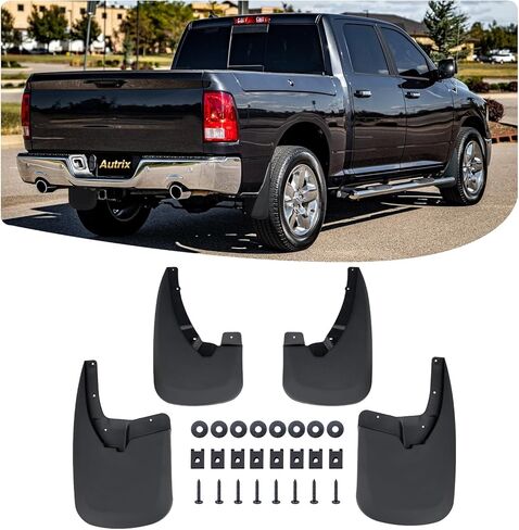 Mud Flaps Guards for 2009-2018 Dodge Ram 1500/2500/3500 Single Rear Wheels 2019-2024 Ram 1500 Classic,Splash Guards Without OEM Fender Flares Front & Rear 4pcs Set Black in Saudi Arabia