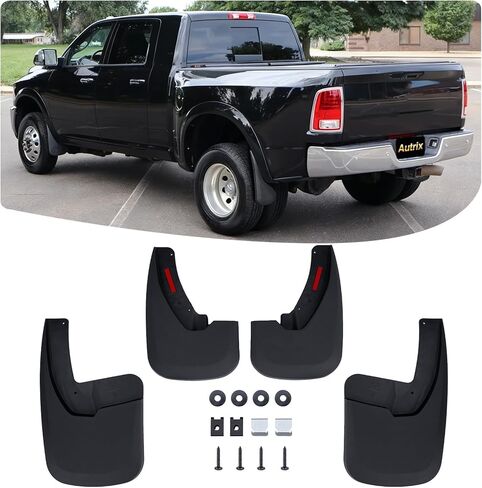 Mud Flaps Guards for 2009-2018 Dodge Ram 1500/2500/3500 Single Rear Wheels 2019-2024 Ram 1500 Classic,Splash Guards Without OEM Fender Flares Front & Rear 4pcs Set Black in Saudi Arabia