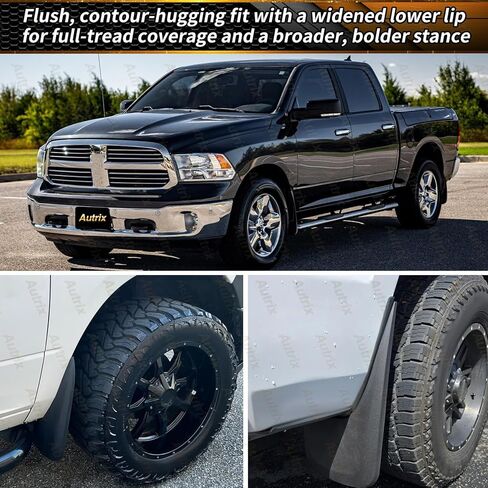 Mud Flaps Guards for 2009-2018 Dodge Ram 1500/2500/3500 Single Rear Wheels 2019-2024 Ram 1500 Classic,Splash Guards Without OEM Fender Flares Front & Rear 4pcs Set Black in Saudi Arabia