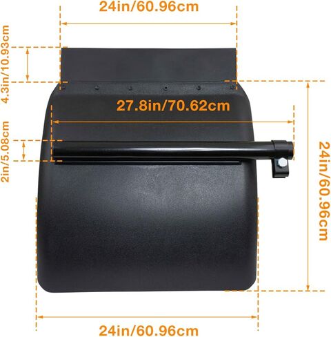 24in × 24in Black Poly Quarter Fenders for Semi Trucks Left and Right Side Pair Mud Flap Hanger Kit with Tube Mounting Bracket and Hardwares in Saudi Arabia