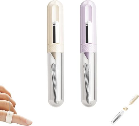 Magnetic Needle Case(Set of 2)–Portable Sewing Kit with Magnetic Needle Holder,Threader,Seam Ripper,Sewing Needles&Thimble|Compact Lipstick-Sized Design Sewing Notions in Saudi Arabia