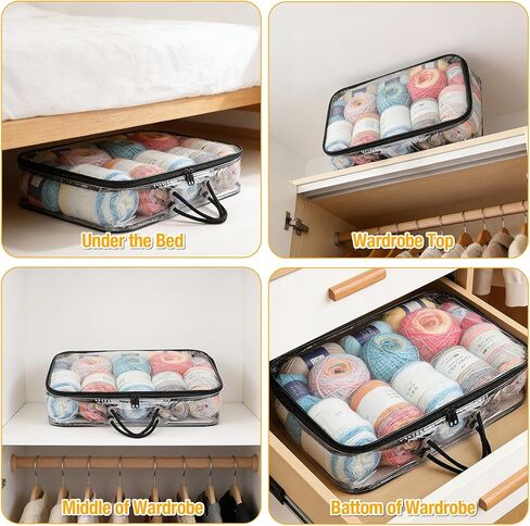 RAORAOYUE 3Pcs Yarn Storage Bags, 16 x 12 x 4 inches Knitting Organizers with Zippers & Handle, Clear Dust-Proof Wool Storage Bag for Clothes, Hats, Towels in Saudi Arabia