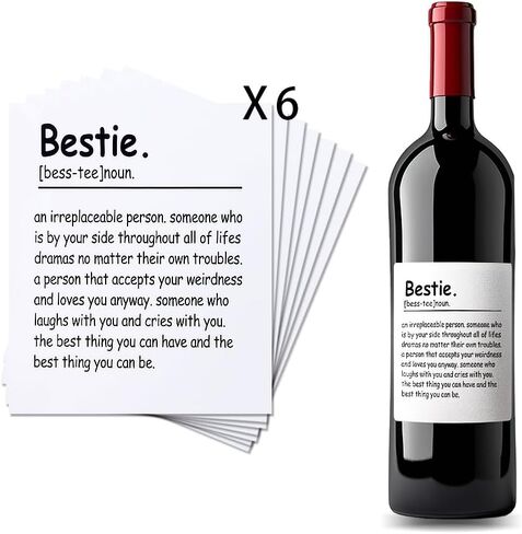 Best Friend Bestie Gifts for Women Men Friendship Wine Labels for Bottles Funny Best Friend Bestie Birthday Gifts for Woman Man Wine Bottle Stickers Birthday Party Decorations Wine Stickers 6PCS in Saudi Arabia