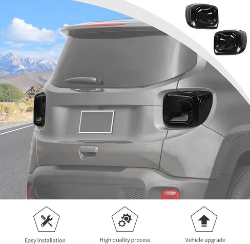 JWWY الذيل الضوء الخلفي الضوء الخلفي غطاء مقبلات مناسب لـ 2019-2025 + Jeep Renegade الملحقات الخارجية أسود (أسود مدخن) in Kuwait