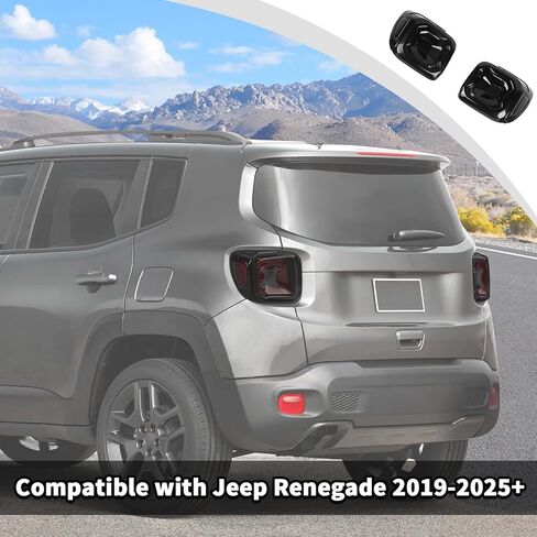 JWWY الذيل الضوء الخلفي الضوء الخلفي غطاء مقبلات مناسب لـ 2019-2025 + Jeep Renegade الملحقات الخارجية أسود (أسود مدخن) in Kuwait