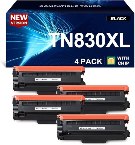 خرطوشة حبر ALLWORK TN830XL ​​متوافقة مع Brother DCP L2640DW L2647DW HL L2420DW L2460DW L2460DWXL L2465DW L2480DW L2865DW MFC L2820DW L2900DWXL L2980DW (4 أسود) in Kuwait