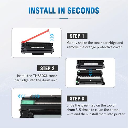 خرطوشة حبر ALLWORK TN830XL ​​متوافقة مع Brother DCP L2640DW L2647DW HL L2420DW L2460DW L2460DWXL L2465DW L2480DW L2865DW MFC L2820DW L2900DWXL L2980DW (4 أسود) in Kuwait