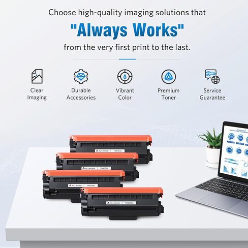 خرطوشة حبر ALLWORK TN830XL ​​متوافقة مع Brother DCP L2640DW L2647DW HL L2420DW L2460DW L2460DWXL L2465DW L2480DW L2865DW MFC L2820DW L2900DWXL L2980DW (4 أسود) in Kuwait