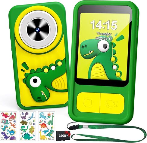 Kids Phone, Dinosaur Kids Smart Phone Toys for 3, 4, 5, 6, 7, 8 +Year Old Boys Gifts, 2.8" Touchscreen Child Learning Play Cell Phone with Dual Camera, Games & Music, Christmas Birthday Gifts (Green) in Saudi Arabia