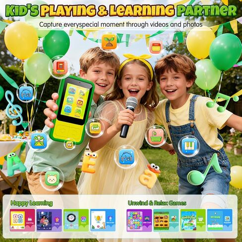 Kids Phone, Dinosaur Kids Smart Phone Toys for 3, 4, 5, 6, 7, 8 +Year Old Boys Gifts, 2.8" Touchscreen Child Learning Play Cell Phone with Dual Camera, Games & Music, Christmas Birthday Gifts (Green) in Saudi Arabia