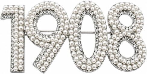 1908 Silver Pearl Brooch Bin, Elegant Dainty Gifts for Women,Sparkly Tone Rhinestone Number Brooch Accessory in Saudi Arabia