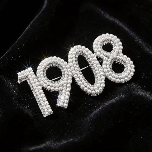 1908 Silver Pearl Brooch Bin, Elegant Dainty Gifts for Women,Sparkly Tone Rhinestone Number Brooch Accessory in Saudi Arabia