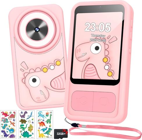Kids Phone, Dinosaur Kids Smart Phone Toys for 3, 4, 5, 6, 7, 8 +Year Old Boys Gifts, 2.8" Touchscreen Child Learning Play Cell Phone with Dual Camera, Games & Music, Christmas Birthday Gifts (Green) in Saudi Arabia