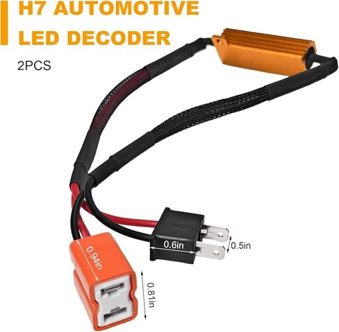 2 PCS H7 Car LED Resistor Kit, 50W 6Ohm Load Resistors Headlight Anti Flicker Error Decoder, Waterproof Car Headlight Resistor Warning Error Canceller to Fix Hyper Flash in Saudi Arabia