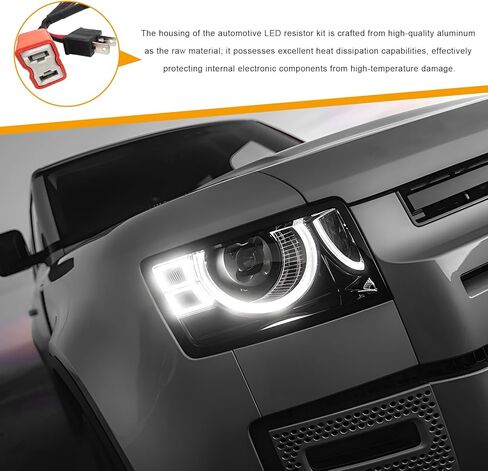 2 PCS H7 Car LED Resistor Kit, 50W 6Ohm Load Resistors Headlight Anti Flicker Error Decoder, Waterproof Car Headlight Resistor Warning Error Canceller to Fix Hyper Flash in Saudi Arabia