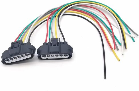 2 PCS Throttle Body Pigtail Connector, TPS Throttle Position Sensor Repair Connector, 6-Way 6-Pin TPS Wiring Harnesses Adapter, OE #90980-11858, for Cars (Black) in Saudi Arabia
