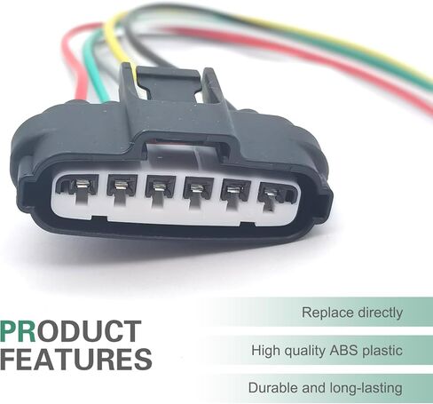 2 PCS Throttle Body Pigtail Connector, TPS Throttle Position Sensor Repair Connector, 6-Way 6-Pin TPS Wiring Harnesses Adapter, OE #90980-11858, for Cars (Black) in Saudi Arabia