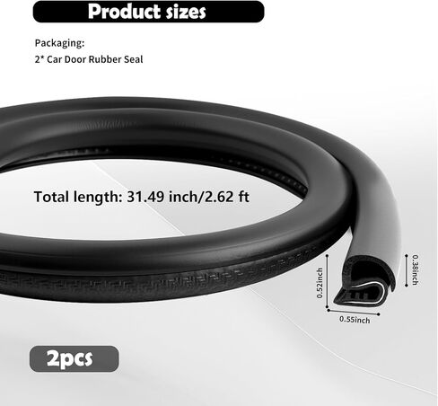 2PCS 2.62FT B Pillar Sealing Strip,Noise Reduction Rubber Car Door Seal Strip B Pillar with U-Shaped Metal Clip,Push-in Car Door Weather Stripping for Most Sedans,SUVs in Saudi Arabia