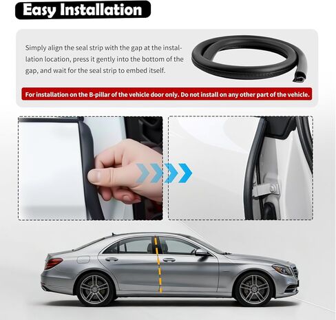 2PCS 2.62FT B Pillar Sealing Strip,Noise Reduction Rubber Car Door Seal Strip B Pillar with U-Shaped Metal Clip,Push-in Car Door Weather Stripping for Most Sedans,SUVs in Saudi Arabia