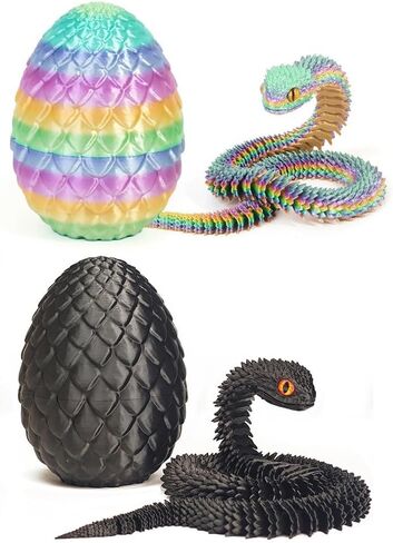 3D Printed Colorful Snake in Egg Collectible Figurine Home Office Decor Executive Desk in Saudi Arabia