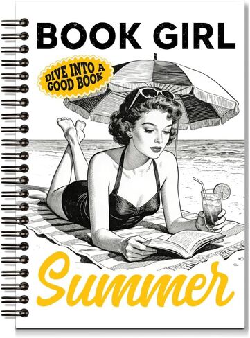 Book Girl Summer Horizontal Lined Spiral Notebook, Retro Girl Reading Design Journal for Book Summer Lover Reader Bibliophile Librarian, Bookworm Gifts for Daughter Niece BFF Sister Friend in Saudi Arabia