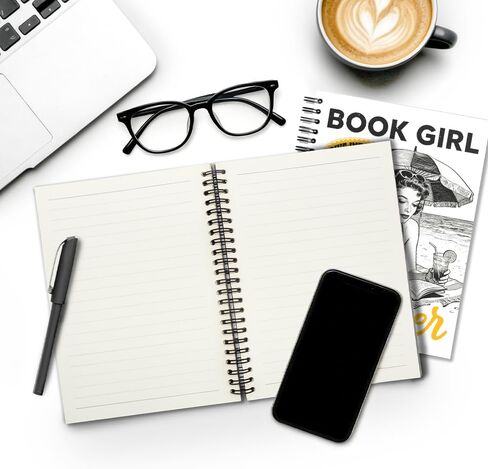Book Girl Summer Horizontal Lined Spiral Notebook, Retro Girl Reading Design Journal for Book Summer Lover Reader Bibliophile Librarian, Bookworm Gifts for Daughter Niece BFF Sister Friend in Saudi Arabia
