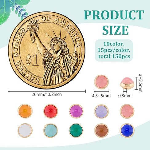 FINGERINSPIRE 150 قطعة من أزرار اللؤلؤ الصغيرة بقطر 1/5 بوصة 10 ألوان 4 فتحات من اللؤلؤ الصناعي مع قاعدة نحاسية لخياطة الملابس وزر إمداد الحرف اليدوية للملابس اليدوية المزخرفة in Kuwait