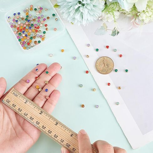 FINGERINSPIRE 150 قطعة من أزرار اللؤلؤ الصغيرة بقطر 1/5 بوصة 10 ألوان 4 فتحات من اللؤلؤ الصناعي مع قاعدة نحاسية لخياطة الملابس وزر إمداد الحرف اليدوية للملابس اليدوية المزخرفة in Kuwait