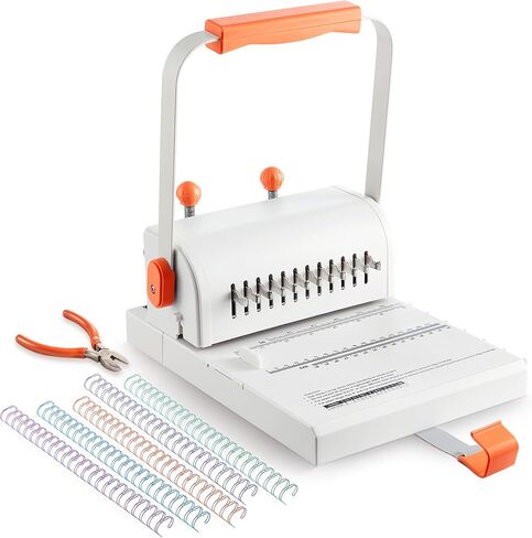 Binding Machine Kit 2:1 Hole Pitch Book Binding Kit with 10PCS 5/8'' Wires and Plier, Manual Paper Punch Binder for DIY Notebooks, Journals, Albums, School Projects, Home/Office Use in Saudi Arabia