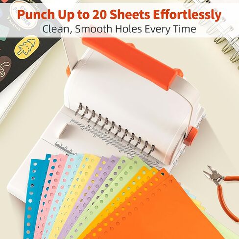 Binding Machine Kit 2:1 Hole Pitch Book Binding Kit with 10PCS 5/8'' Wires and Plier, Manual Paper Punch Binder for DIY Notebooks, Journals, Albums, School Projects, Home/Office Use in Saudi Arabia