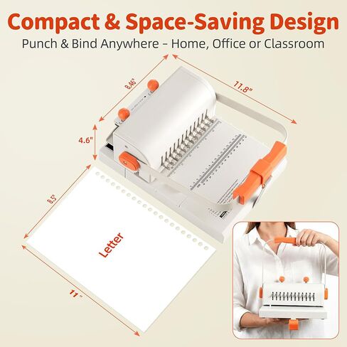 Binding Machine Kit 2:1 Hole Pitch Book Binding Kit with 10PCS 5/8'' Wires and Plier, Manual Paper Punch Binder for DIY Notebooks, Journals, Albums, School Projects, Home/Office Use in Saudi Arabia
