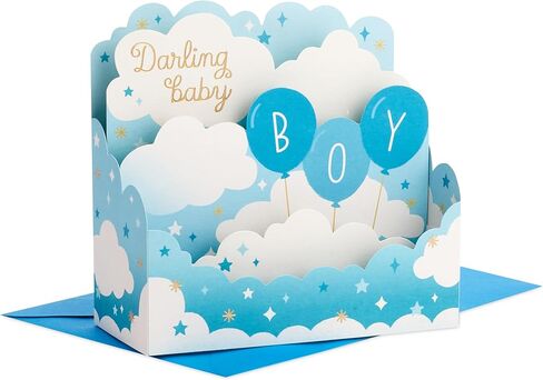Hallmark Paper Wonder Pop Up Baby Shower Card for Boy (Blue Balloons) Welcome New Baby Boy, Congratulations in Saudi Arabia