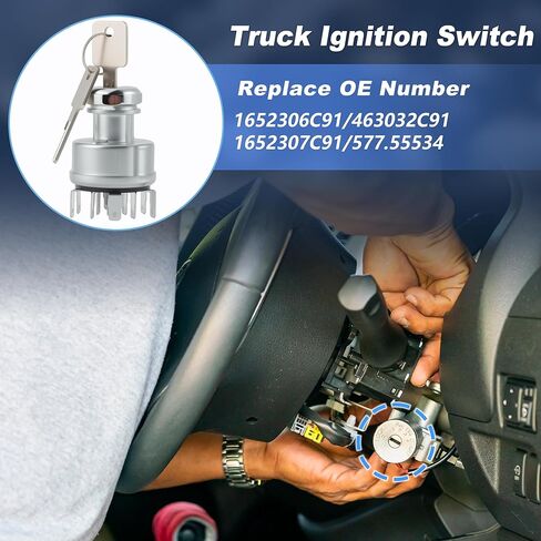 12V 30A Ignition Switch for International 4000 8000 Series Truck, 11 Pin 4 Position Ignition Switch with Keys Replacement 1652306C91/463032C91/1652307C91/577.55534 in Saudi Arabia