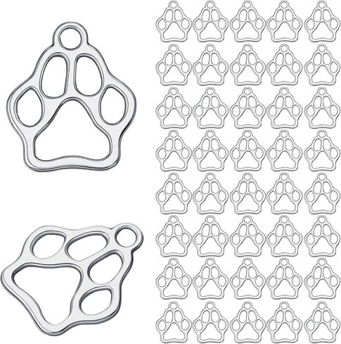 100 PCS Paw Print Bracelet Charms, Paw Print Charms Alloy Dog Bear Cat Dog Paws Charm Jewelry Pendants Metal Animal Footprint Puppy Paws Beads for DIY Jewelry Making Necklace Earrings Bracelet in Saudi Arabia