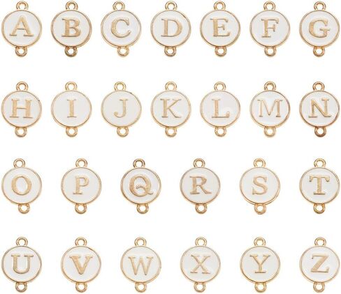 KISSITTY شقة مستديرة مع الأبجدية موصل السحر سبيكة المينا رسالة الروابط موصلات DIY بها بنفسك سوار القرط صنع المجوهرات in Kuwait