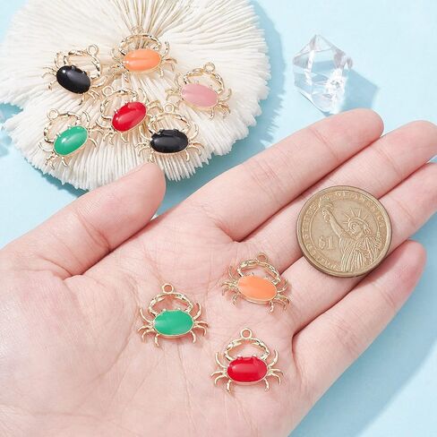 KitBeads 100pcs Random Enamel Crab Charms - Colorful Sea Food Ocean Animal Kawaii Mini Marine Life Charms for Jewelry Making Bracelets Bulk in Saudi Arabia