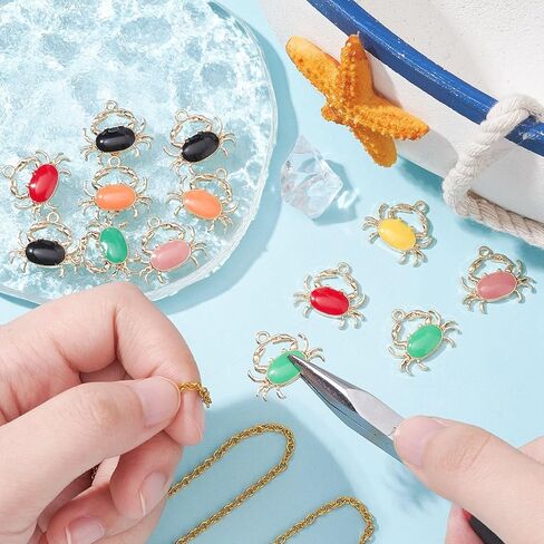 KitBeads 100pcs Random Enamel Crab Charms - Colorful Sea Food Ocean Animal Kawaii Mini Marine Life Charms for Jewelry Making Bracelets Bulk in Saudi Arabia