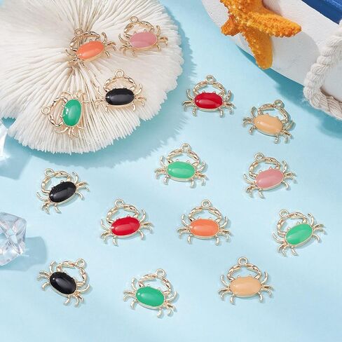 KitBeads 100pcs Random Enamel Crab Charms - Colorful Sea Food Ocean Animal Kawaii Mini Marine Life Charms for Jewelry Making Bracelets Bulk in Saudi Arabia
