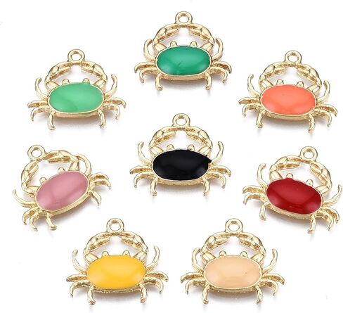 KitBeads 100pcs Random Enamel Crab Charms - Colorful Sea Food Ocean Animal Kawaii Mini Marine Life Charms for Jewelry Making Bracelets Bulk in Saudi Arabia