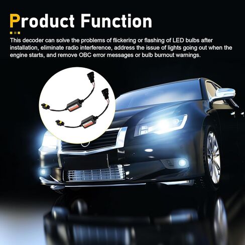 2 PCS Car LED Light Decoder, 9006/HB4/9012 LED Canbus Decoder, Waterproof Anti-flicker Harness Error Code Canceler, Unviersal for Most Cars Bulb Modification Adapters (Black) in Saudi Arabia