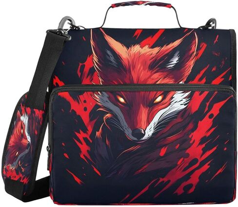 ALAZA Red Fox Black Zipper Binder 3 Ring Binder Organizer with Zipper and Shoulder Strap Large Capacity Multi-Pocket for Office Supplies Work in Saudi Arabia